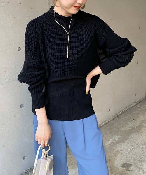 CAPRICIEUX LE'MAGE（カプリシューレマージュ）の「〈セットアイテム〉2SETクロップニット（ニット/セーター・レディース・オフホワイト/ブラック・FREE）」の12枚目の写真