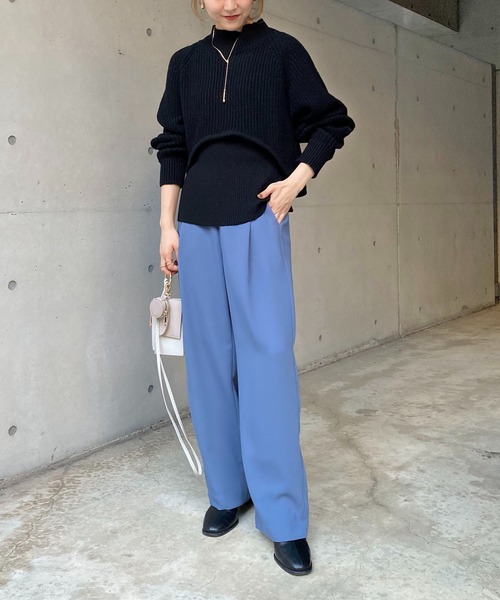 CAPRICIEUX LE'MAGE（カプリシューレマージュ）の「〈セットアイテム〉2SETクロップニット（ニット/セーター・レディース・オフホワイト/ブラック・FREE）」の9枚目の写真