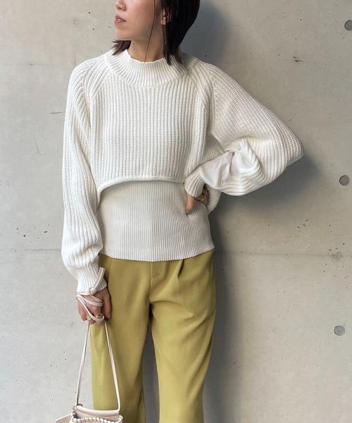 CAPRICIEUX LE'MAGE（カプリシューレマージュ）の「〈セットアイテム〉2SETクロップニット（ニット/セーター・レディース・オフホワイト/ブラック・FREE）」の13枚目の写真