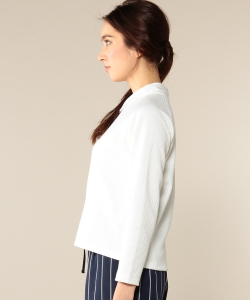 green label relaxing(グリーンレーベルリラクシング)の「GT フクレJQ エリツキ POカットソー◆(Tシャツ/カットソー・レディース・オフホワイト/ネイビー・FREE)」の5枚目の写真