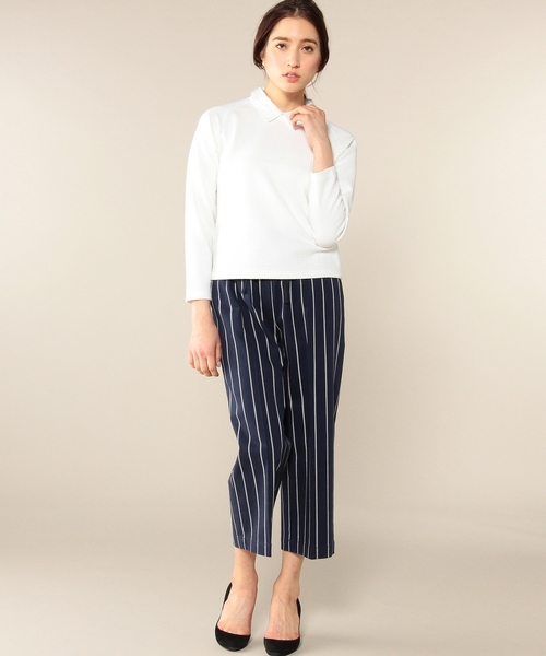 green label relaxing(グリーンレーベルリラクシング)の「GT フクレJQ エリツキ POカットソー◆(Tシャツ/カットソー・レディース・オフホワイト/ネイビー・FREE)」の6枚目の写真