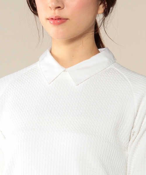 green label relaxing(グリーンレーベルリラクシング)の「GT フクレJQ エリツキ POカットソー◆(Tシャツ/カットソー・レディース・オフホワイト/ネイビー・FREE)」の9枚目の写真