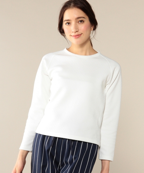 green label relaxing(グリーンレーベルリラクシング)の「GT フクレJQ エリツキ POカットソー◆(Tシャツ/カットソー・レディース・オフホワイト/ネイビー・FREE)」の14枚目の写真