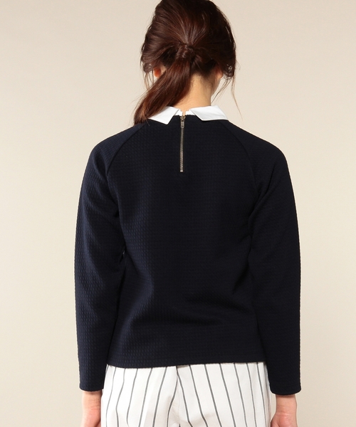 green label relaxing(グリーンレーベルリラクシング)の「GT フクレJQ エリツキ POカットソー◆(Tシャツ/カットソー・レディース・オフホワイト/ネイビー・FREE)」の7枚目の写真