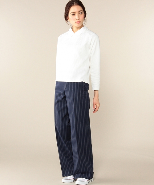 green label relaxing(グリーンレーベルリラクシング)の「GT フクレJQ エリツキ POカットソー◆(Tシャツ/カットソー・レディース・オフホワイト/ネイビー・FREE)」の15枚目の写真