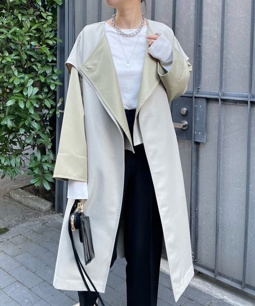 DouDou（ドゥドゥ）の「【WEB限定】マルチウェイレイヤードコート（トレンチコート・レディース・ベージュ/グレイッシュベージュ・FREE）」の2枚目の写真