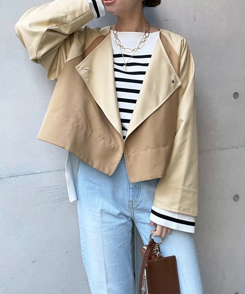 DouDou（ドゥドゥ）の「【WEB限定】マルチウェイレイヤードコート（トレンチコート・レディース・ベージュ/グレイッシュベージュ・FREE）」の10枚目の写真