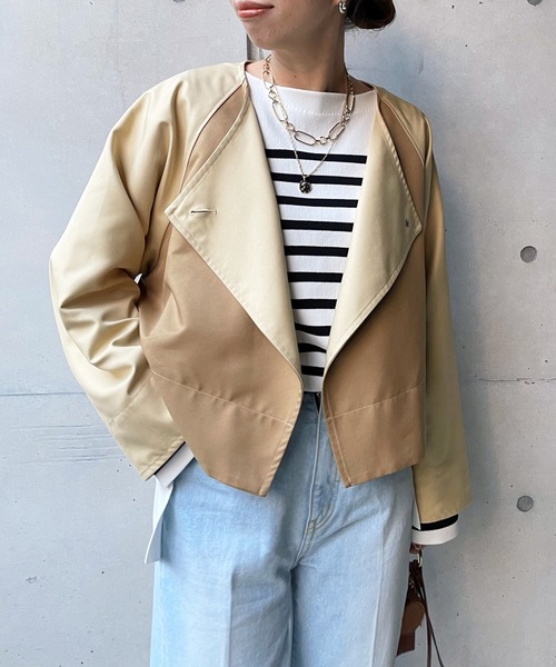 DouDou（ドゥドゥ）の「【WEB限定】マルチウェイレイヤードコート（トレンチコート・レディース・ベージュ/グレイッシュベージュ・FREE）」の5枚目の写真