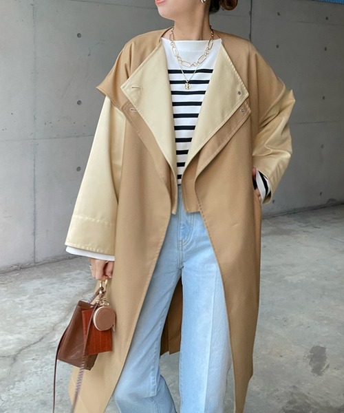 DouDou（ドゥドゥ）の「【WEB限定】マルチウェイレイヤードコート（トレンチコート・レディース・ベージュ/グレイッシュベージュ・FREE）」の14枚目の写真