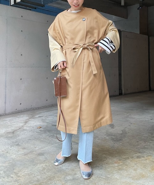 DouDou（ドゥドゥ）の「【WEB限定】マルチウェイレイヤードコート（トレンチコート・レディース・ベージュ/グレイッシュベージュ・FREE）」の9枚目の写真