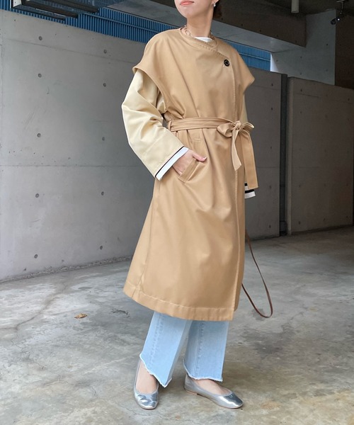 DouDou（ドゥドゥ）の「【WEB限定】マルチウェイレイヤードコート（トレンチコート・レディース・ベージュ/グレイッシュベージュ・FREE）」の15枚目の写真