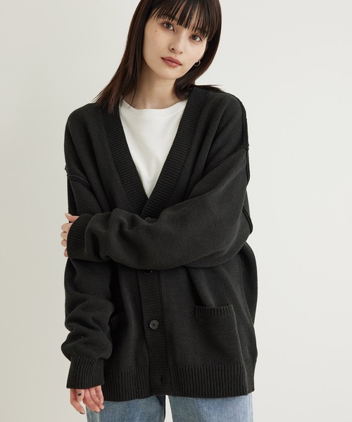 JUNRED（ジュンレッド）の「【ビッグシルエット】ルーズニットボタンカーディガン（カーディガン/ボレロ・メンズ・ブラック/ライトグレー/ベージュ・M/L/LL）」の7枚目の写真