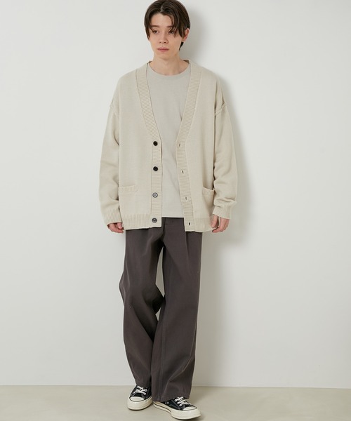 JUNRED（ジュンレッド）の「【ビッグシルエット】ルーズニットボタンカーディガン（カーディガン/ボレロ・メンズ・ブラック/ライトグレー/ベージュ・M/L/LL）」の11枚目の写真