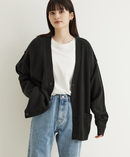 JUNRED（ジュンレッド）の「【ビッグシルエット】ルーズニットボタンカーディガン（カーディガン/ボレロ・メンズ・ブラック/ライトグレー/ベージュ・M/L/LL）」の8枚目の写真