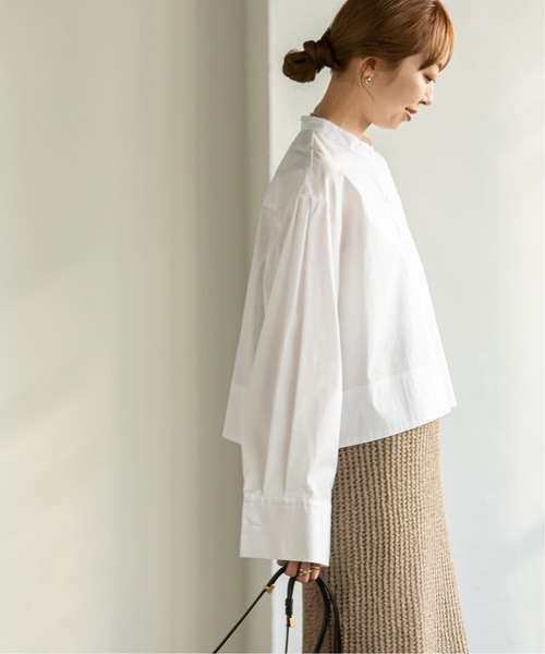 Noble（ノーブル）の「バンドカラーワイドスリーブシャツ◆（シャツ/ブラウス・レディース・ホワイト/ベージュ/ネイビー・FREE）」の10枚目の写真