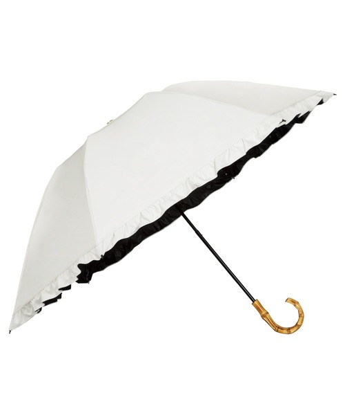 UVO（ウーボ）の「★完全遮光100% 最強の日傘「UVO（ウーボ）」 3段折りたたみ フリル ミニ Wpc.（折りたたみ傘・レディース・ブラック/ベージュ/ブルーグレー/オフホワイト/ラベンダー・FREE）」の7枚目の写真