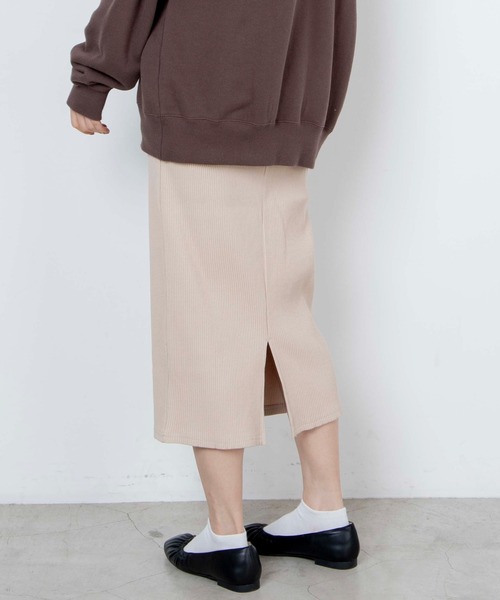 WEGO(ウィゴー)の「WEGO/【WEB限定】リブスリットスカート(スカート・レディース・ベージュ/杢グレー・MEDIUM/LARGE)」の2枚目の写真