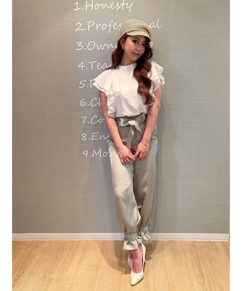 DURAS(デュラス)の「2WAYウエストリボンパンツ(その他パンツ・レディース・グリーン/イエロー・FREE)」の2枚目の写真