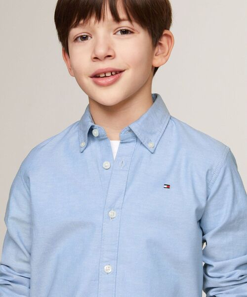 TOMMY HILFIGER（トミーヒルフィガー）の「ストレッチオックスフォードシャツ（シャツ/ブラウス・キッズ・ホワイト/ネイビー・80ｃｍ/90cm/110cm/100cm/120cm）」の7枚目の写真