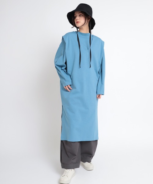 RNA-N（アールエヌエーエヌ）の「M1818 スラブプレーティングレイヤーワンピース（ワンピース・レディース・グレイッシュベージュ/キナリ/ブルー・MEDIUM）」の3枚目の写真