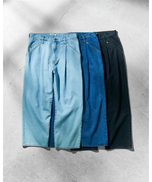 WEGO(ウィゴー)の「WEGO/デニムタックワイドパンツ(デニムパンツ・メンズ・ブラック/ライトインディゴブルー/インディゴブルー・LARGE/SMALL/MEDIUM)」の12枚目の写真