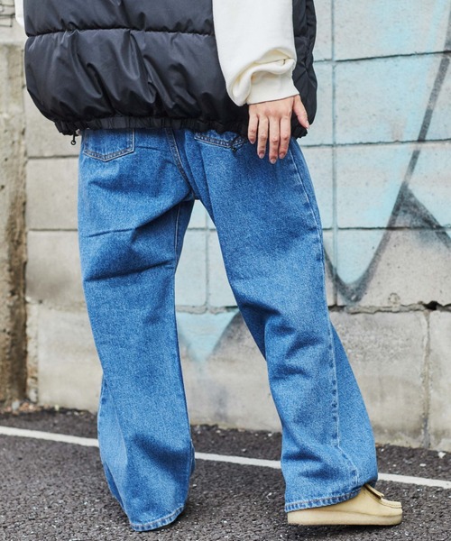 WEGO(ウィゴー)の「WEGO/デニムタックワイドパンツ(デニムパンツ・メンズ・ブラック/ライトインディゴブルー/インディゴブルー・LARGE/SMALL/MEDIUM)」の13枚目の写真