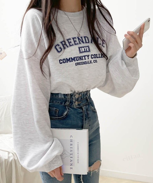 Dalfwin(ダールフィン)の「韓国ファッションGREENDALEプリントオーバーサイズスウェット(スウェット・レディース・ライトブルー/ネイビー/グレー/グレー系その他・FREE)」の9枚目の写真