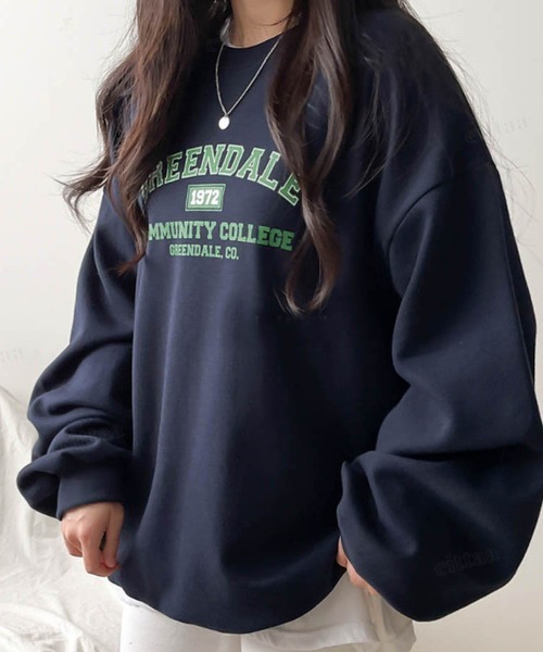 Dalfwin(ダールフィン)の「韓国ファッションGREENDALEプリントオーバーサイズスウェット(スウェット・レディース・ライトブルー/ネイビー/グレー/グレー系その他・FREE)」の17枚目の写真