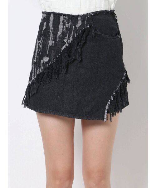 EMODA（エモダ）の「ウェーブスイッチングラップショートパンツ（デニムパンツ・レディース・ブラック/インディゴブルー・SMALL/MEDIUM）」の10枚目の写真