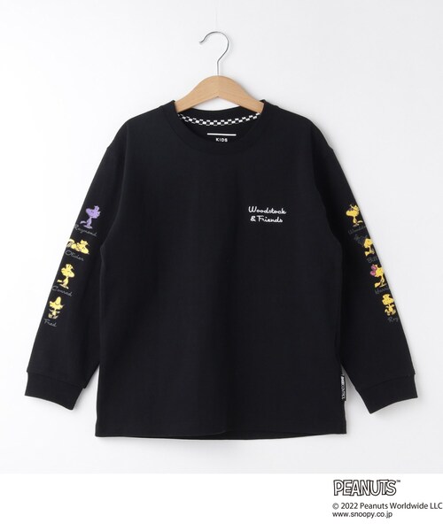 SNOOPY（スヌーピー）の「◆PEANUTS/ピーナッツ ウッドストックグラフィック ビッグシルエットコットンTシャツ KIDS（Tシャツ/カットソー・キッズ・ブラック/グレー/アイボリー・11/12/13/14）」の3枚目の写真