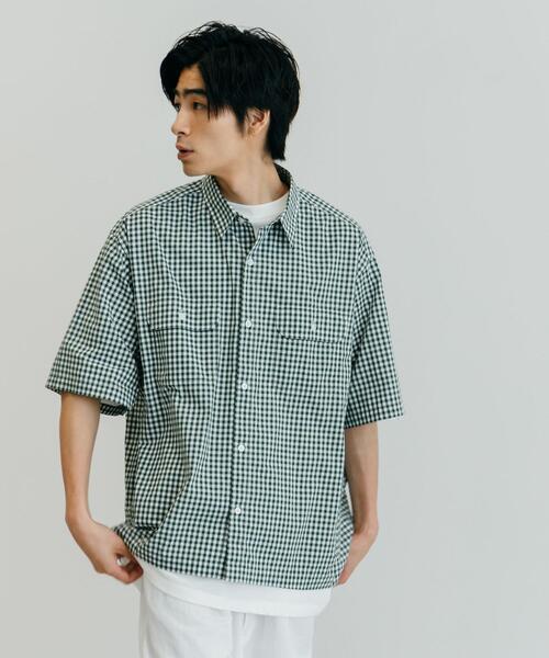 CITEN（シテン）の「＜CITEN（シテン）＞ギンガムチェック 2P シャツ（シャツ/ブラウス・メンズ・ダークグリーン/ライラック・L/M）」の2枚目の写真