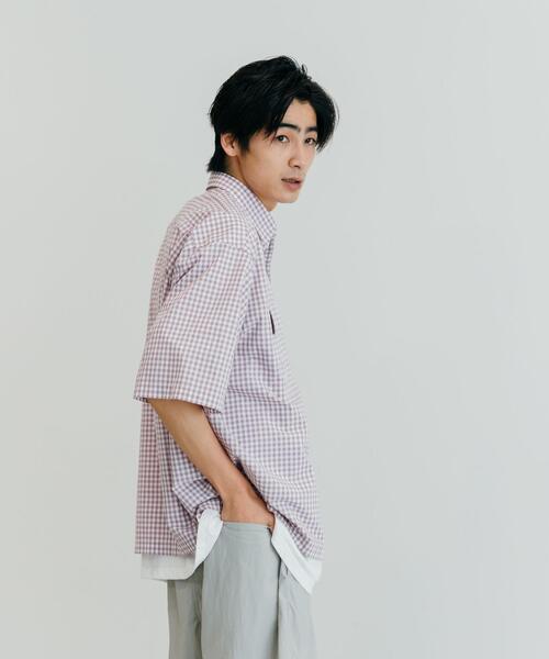 CITEN（シテン）の「＜CITEN（シテン）＞ギンガムチェック 2P シャツ（シャツ/ブラウス・メンズ・ダークグリーン/ライラック・L/M）」の19枚目の写真