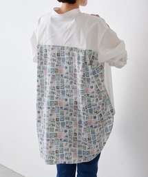 美品 ビアズリー BEARDSLEY バンドカラー コットンワイドシャツ 美品 ビアズリー BEARDSLEY バンドカラー コットン ワイドシャツ