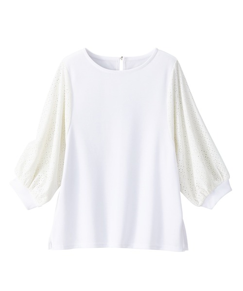 GeeRA（ジーラ）の「ボリュームスリーブアイレットカットソー（Tシャツ/カットソー・レディース・ブラック/グリーン/アイボリー・MEDIUM/LARGE/X-LARGE/XX-LARGE）」の5枚目の写真