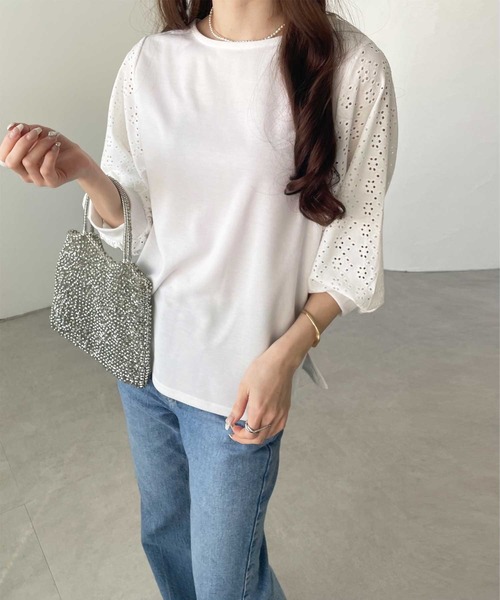 GeeRA（ジーラ）の「ボリュームスリーブアイレットカットソー（Tシャツ/カットソー・レディース・ブラック/グリーン/アイボリー・MEDIUM/LARGE/X-LARGE/XX-LARGE）」の11枚目の写真