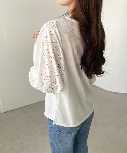 GeeRA（ジーラ）の「ボリュームスリーブアイレットカットソー（Tシャツ/カットソー・レディース・ブラック/グリーン/アイボリー・MEDIUM/LARGE/X-LARGE/XX-LARGE）」の12枚目の写真