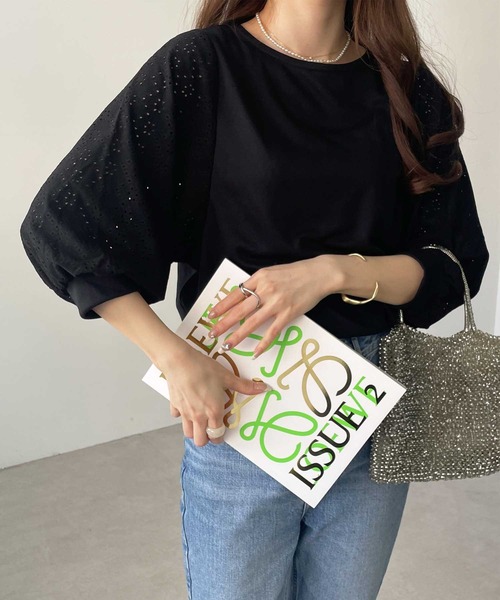 GeeRA（ジーラ）の「ボリュームスリーブアイレットカットソー（Tシャツ/カットソー・レディース・ブラック/グリーン/アイボリー・MEDIUM/LARGE/X-LARGE/XX-LARGE）」の17枚目の写真
