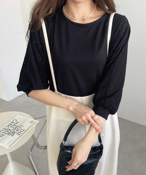 GeeRA（ジーラ）の「ボリュームスリーブアイレットカットソー（Tシャツ/カットソー・レディース・ブラック/グリーン/アイボリー・MEDIUM/LARGE/X-LARGE/XX-LARGE）」の18枚目の写真