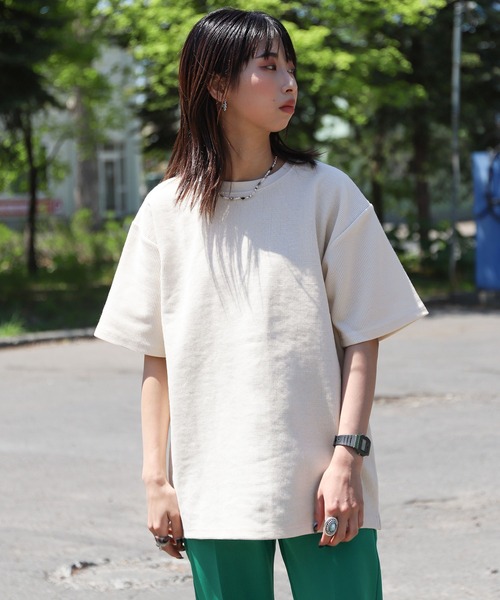 ZIP FIVE（ジップファイブ）の「【ZIP FIVE】ヘビーウェイト 吸水速乾 ドライワッフル レギュラー サーマル 半端袖 Tシャツ クルー / ヘンリーネック（Tシャツ/カットソー・メンズ・ブラック/ベージュ/イエロー/ブルー/グリーン/アイボリー/オートミール/チャコール/ブラック系/グレー系/ベージュ系/アイボリー系/アイボリー系1/グリーン系/ブルー系/イエロー系・SMALL/MEDIUM/LARGE/X-LARGE）」の7枚目の写真