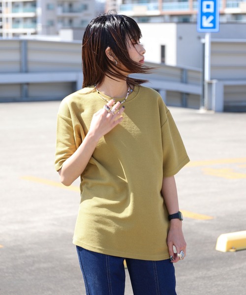 ZIP FIVE（ジップファイブ）の「【ZIP FIVE】ヘビーウェイト 吸水速乾 ドライワッフル レギュラー サーマル 半端袖 Tシャツ クルー / ヘンリーネック（Tシャツ/カットソー・メンズ・ブラック/ベージュ/イエロー/ブルー/グリーン/アイボリー/オートミール/チャコール/ブラック系/グレー系/ベージュ系/アイボリー系/アイボリー系1/グリーン系/ブルー系/イエロー系・SMALL/MEDIUM/LARGE/X-LARGE）」の15枚目の写真