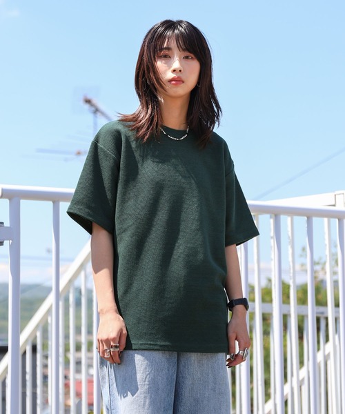 ZIP FIVE（ジップファイブ）の「【ZIP FIVE】ヘビーウェイト 吸水速乾 ドライワッフル レギュラー サーマル 半端袖 Tシャツ クルー / ヘンリーネック（Tシャツ/カットソー・メンズ・ブラック/ベージュ/イエロー/ブルー/グリーン/アイボリー/オートミール/チャコール/ブラック系/グレー系/ベージュ系/アイボリー系/アイボリー系1/グリーン系/ブルー系/イエロー系・SMALL/MEDIUM/LARGE/X-LARGE）」の12枚目の写真