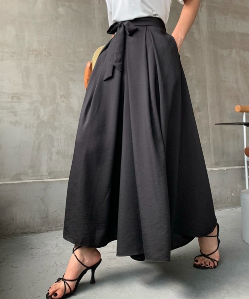 Diosfront（ディオスフロント）の「ウエストリボンワイドシルエットスカパン（その他パンツ・レディース・ブラック/ベージュ/カーキ・S/M）」の13枚目の写真