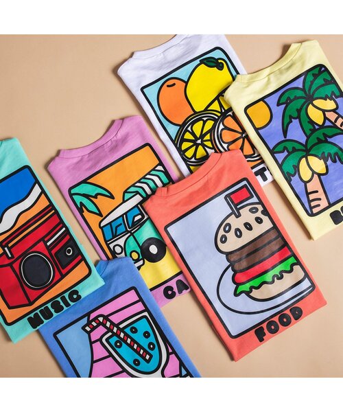 BREEZE（ブリーズ）の「6色6柄ビーチＴシャツ（Tシャツ/カットソー・キッズ・ピンク/オレンジ/ブルー/オフホワイト/イエロー/ミント・100/120/80/110/130/140/90）」の12枚目の写真