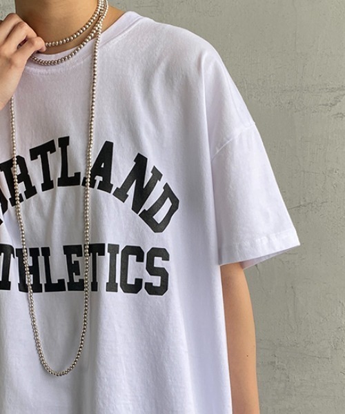 SCREEN STARS（スクリーンスターズ）の「[SCREEN STARS/スクリーンスターズ] 別注 ラウンドヘム カレッジプリントTシャツ（Tシャツ/カットソー・レディース・ホワイト/モカ/ブルー/ブラック・F）」の19枚目の写真