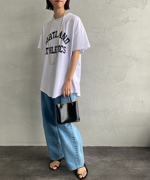 SCREEN STARS（スクリーンスターズ）の「[SCREEN STARS/スクリーンスターズ] 別注 ラウンドヘム カレッジプリントTシャツ（Tシャツ/カットソー・レディース・ホワイト/モカ/ブルー/ブラック・F）」の21枚目の写真