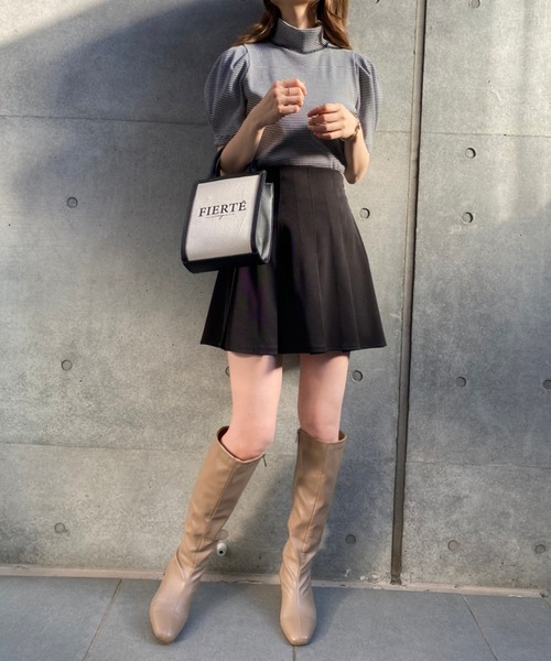 one after another NICE CLAUP（ワンアフターアナザーナイスクラップ）の「ボックスプリーツミニスカート（スカート・レディース・ブラック/ピンク/チェック・FREE）」の4枚目の写真