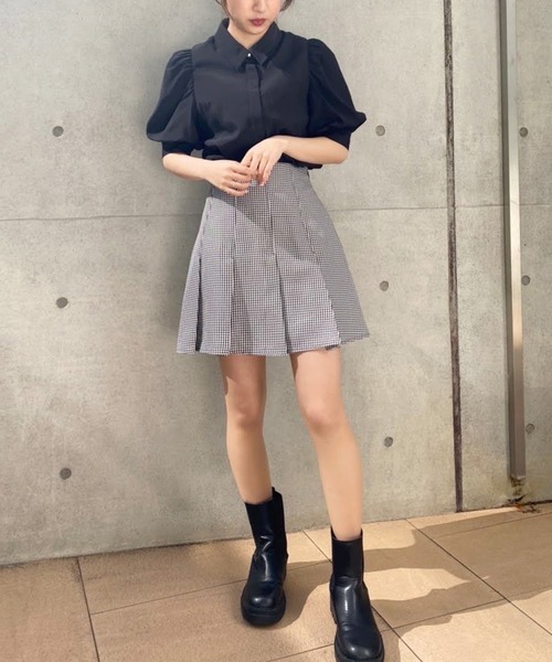 one after another NICE CLAUP（ワンアフターアナザーナイスクラップ）の「ボックスプリーツミニスカート（スカート・レディース・ブラック/ピンク/チェック・FREE）」の14枚目の写真