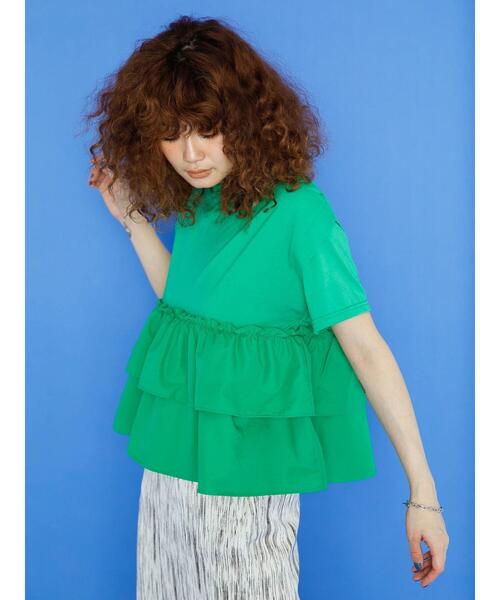 koe(コエ)の「ティアードTシャツ(Tシャツ/カットソー・レディース・ピンク/ブラック/ホワイト/グリーン・FREE)」の1枚目の写真