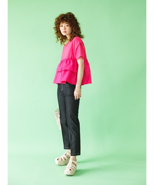 koe(コエ)の「ティアードTシャツ(Tシャツ/カットソー・レディース・ピンク/ブラック/ホワイト/グリーン・FREE)」の12枚目の写真