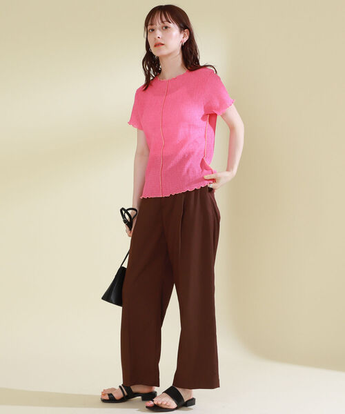 Ray BEAMS（レイビームス）の「Ray BEAMS / シャーリング 配色 メロー Tシャツ（Tシャツ/カットソー・レディース・ライトブルー/クリーム/レッド系その他・ONE SIZE）」の9枚目の写真